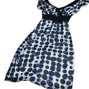 Y2k Studio y maurices polka dot chiffon Ruffle shoulder tie back dress Size Xs